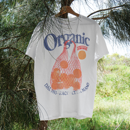 Organic 'Calabria Oranges' Vintage White Tee