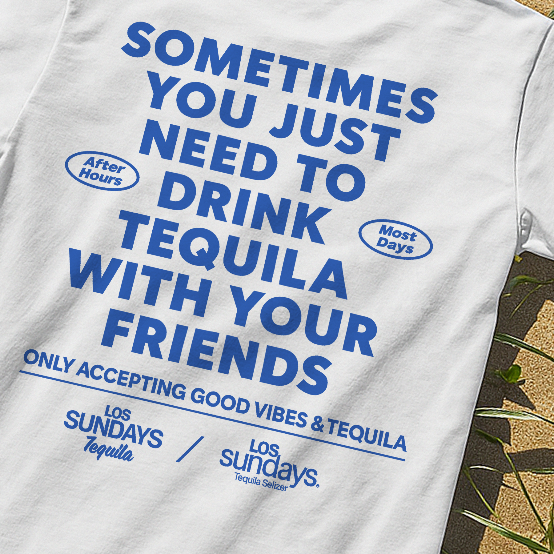 LOS SUNDAYS 'GOOD TIMES & TEQUILA' WHITE WASHED T-SHIRT