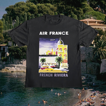 French Riviera Vintage Black Tee