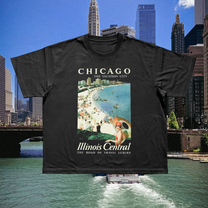 Chicago Vacation City Vintage Black Tee