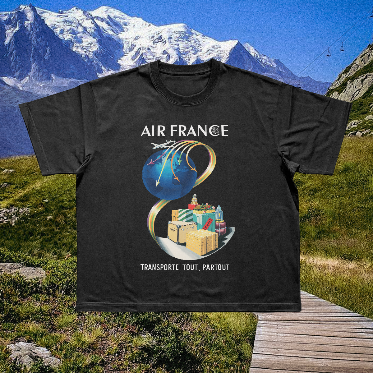 Air France Luggaeg Vintage Black Tee