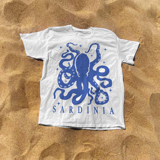 Sardinia 'Octopus' Vintage White Tee